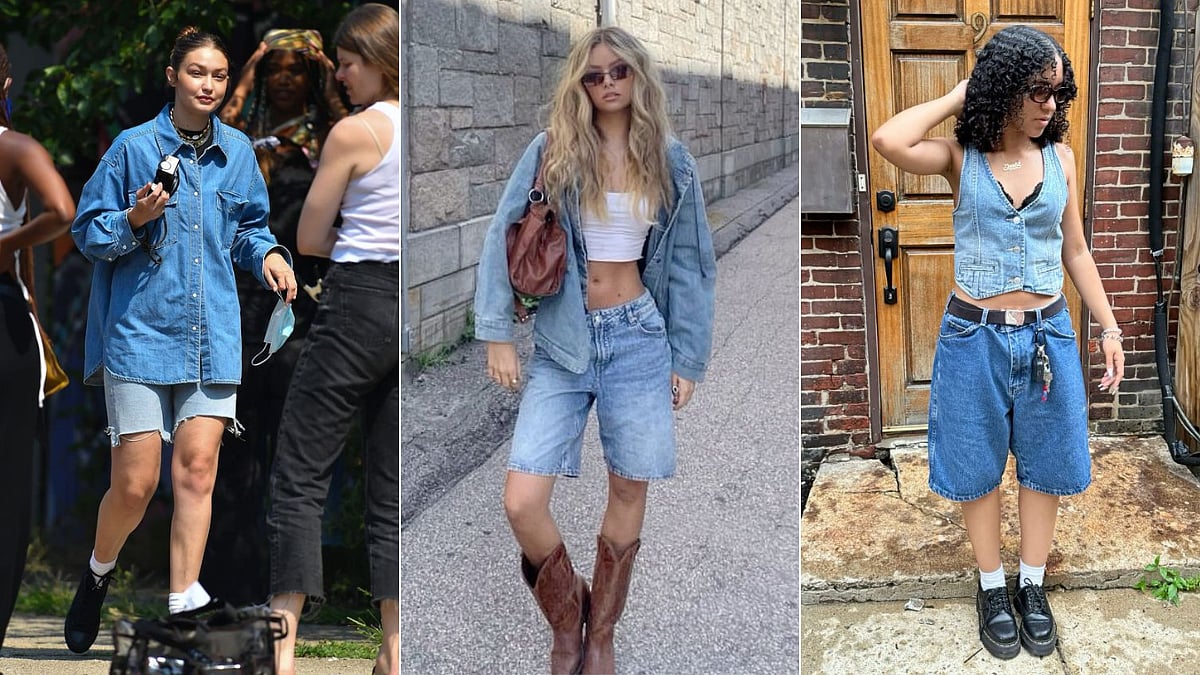 Denim-on-denim trend by with jorts
